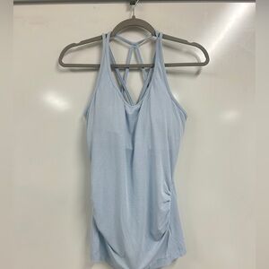 0208 GapFit Light Blue Strappy Racerback Tank Top | Soft Stretch Active Yoga Top